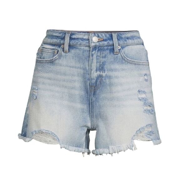 Women's High Rise Frayed Hem Destructed Vintage Denim Short - Picture 1 of 6